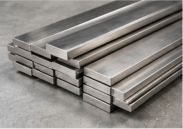 Stainless steel patti and flat bars stacked